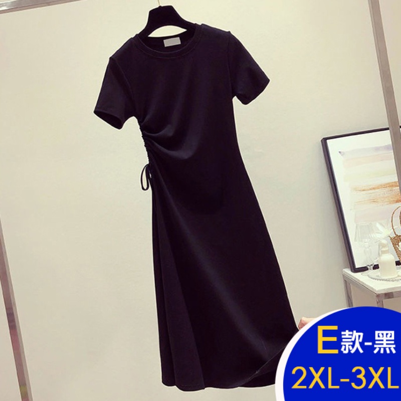 韓國時尚簡約修身顯瘦寬鬆中長洋裝 連身裙 L-4XL 多款任選