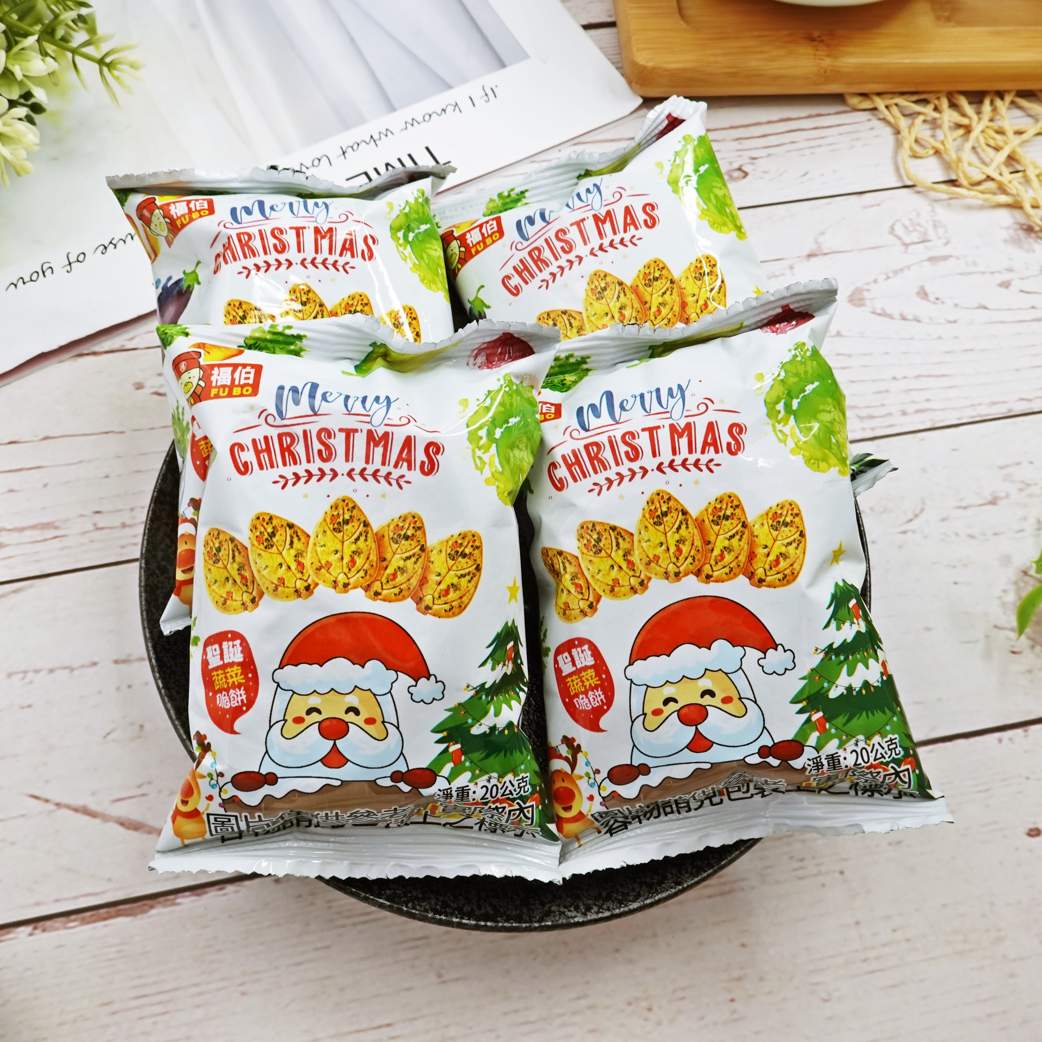 【福伯】聖誕節造型小餅乾(15入/袋) 蔬菜脆餅／海鹽小圓餅