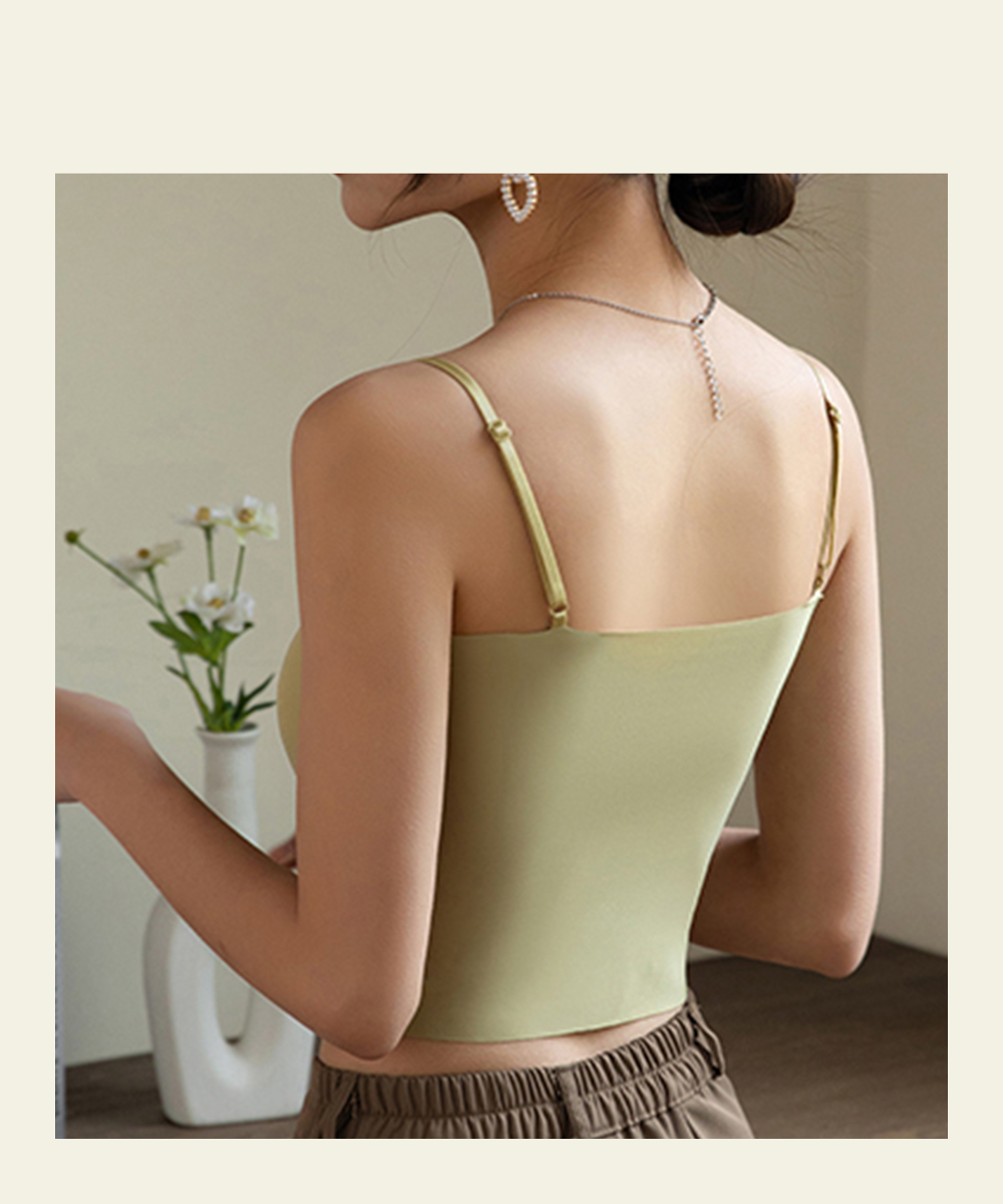 輕運動冰絲空氣杯親膚吊帶罩杯背心 無痕背心 免穿BRA背心 M/L 4色 涼感