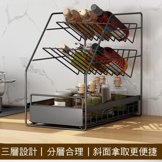【KCS嚴選】日系廚房浴室抽屜式水槽收納架(雙層抽屜收納好方便)