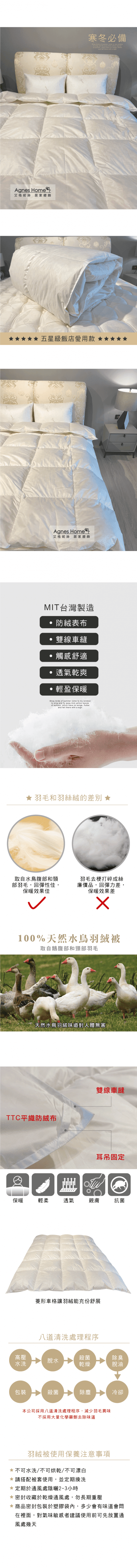 艾格妮絲MIT飯店級100%天然水鳥羽絨被