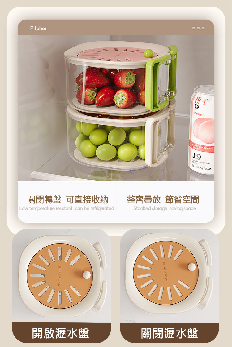 【Mega】馬卡龍多功能蔬果旋轉瀝水盒 瀝水籃 蔬果籃 瀝水盆 生菜