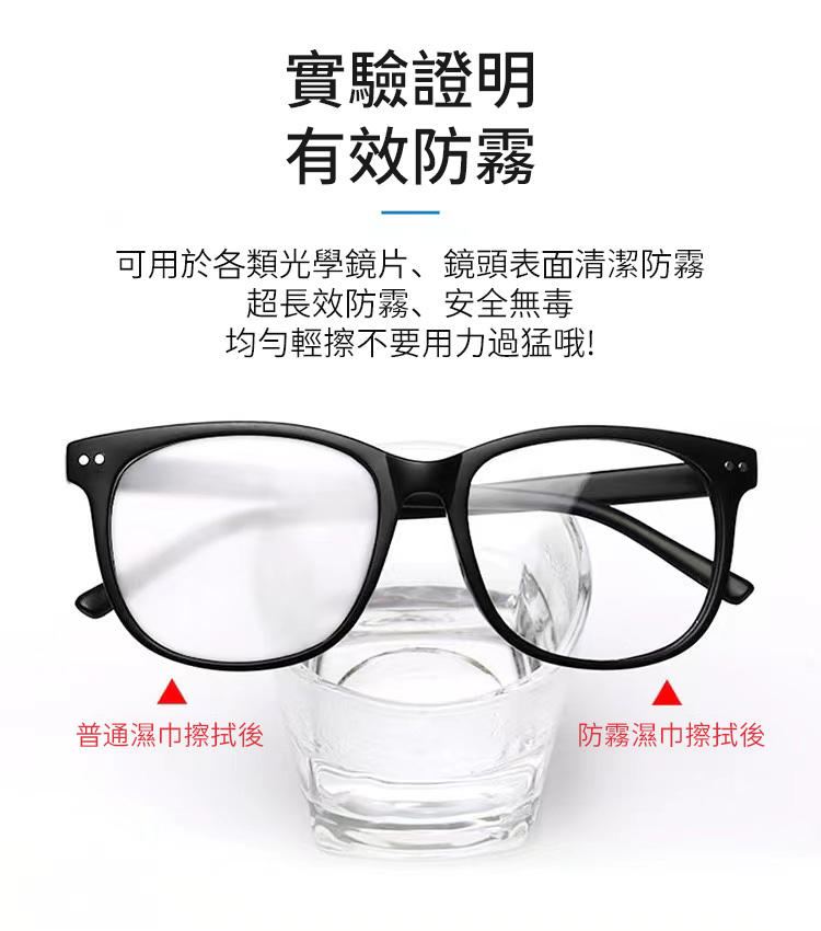 多用途鏡片高效防霧擦拭紙濕巾 72H防霧 眼鏡清潔 鏡頭擦拭