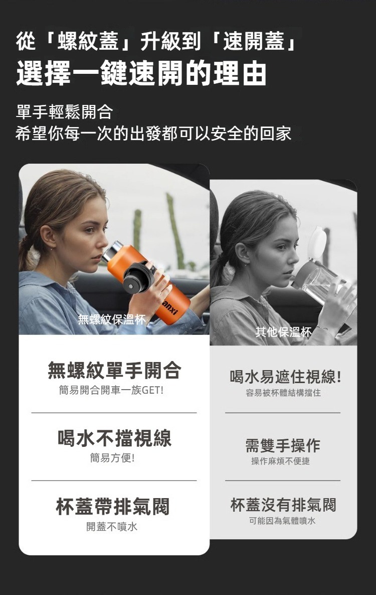 316不鏽鋼一鍵開蓋保溫壺640/900ml 保溫保冷 隨行杯 水壺 運動健行