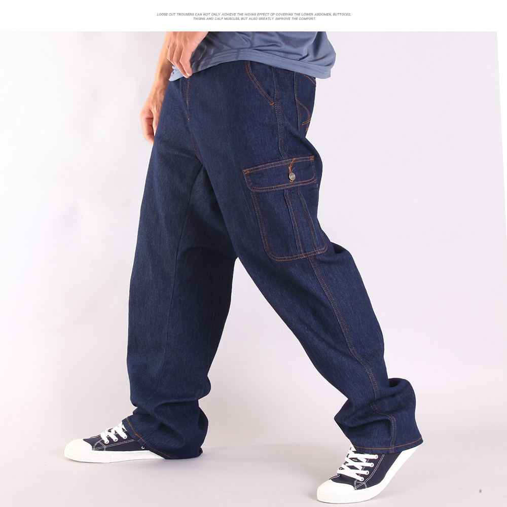 加大尺碼伸縮彈性多口袋丹寧原色工裝牛仔褲 工作褲 42-50腰