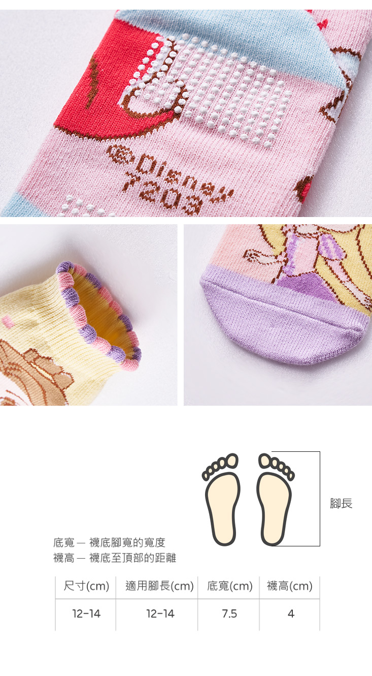【ONEDER 旺達】迪士尼公主幼童直版襪 童襪 短襪(美人魚 長髮 貝兒公主)