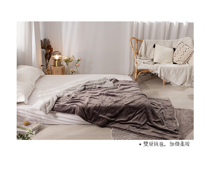 抗靜電加厚雙層法蘭絨x羊羔絨毯被