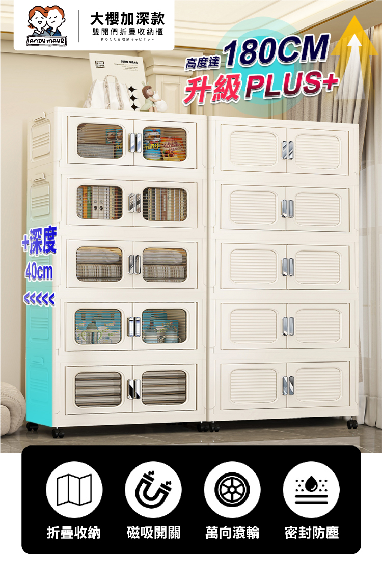 【ANDYMAY2】大櫻加深款雙開門折疊收納櫃AM-R600 層架 櫃子 層櫃