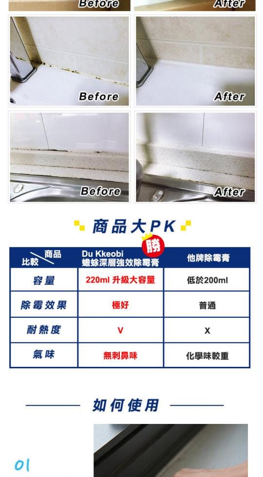 【韓國DuKkeobi】強效深層去汙除霉膏 220ml 大容量(廚房浴室客廳牆面