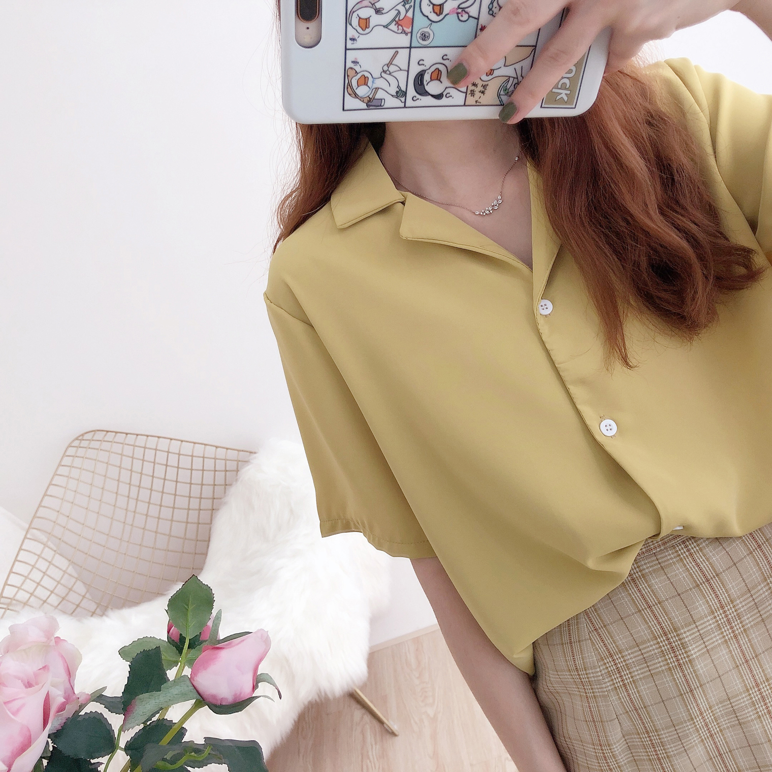 韓色系13色雪紡西裝領短袖襯衫 雪紡襯衫 雪紡上衣