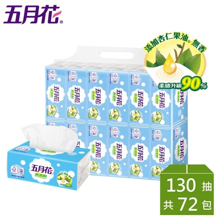 【MayFlower五月花】新柔韌抽取式衛生紙130抽x12包x6袋/箱