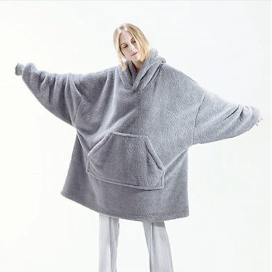 超大寬鬆雙面絨暖呼呼毛毯保暖連帽上衣