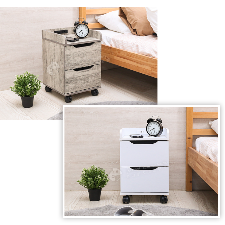MIT小巧雙抽活動床邊收納櫃 置物櫃 櫃子 抽屜櫃 活動櫃 床邊櫃 床頭櫃