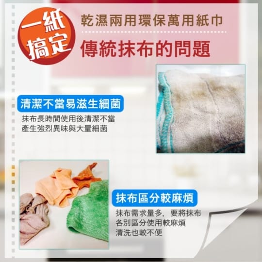       【家樂適】水洗多用途紙巾265g(可水洗環保紙抹布約80張)