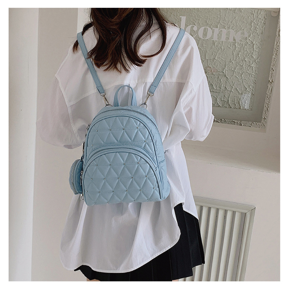 韓系時尚菱格紋子母雙肩後背包 三色可選 肩背包