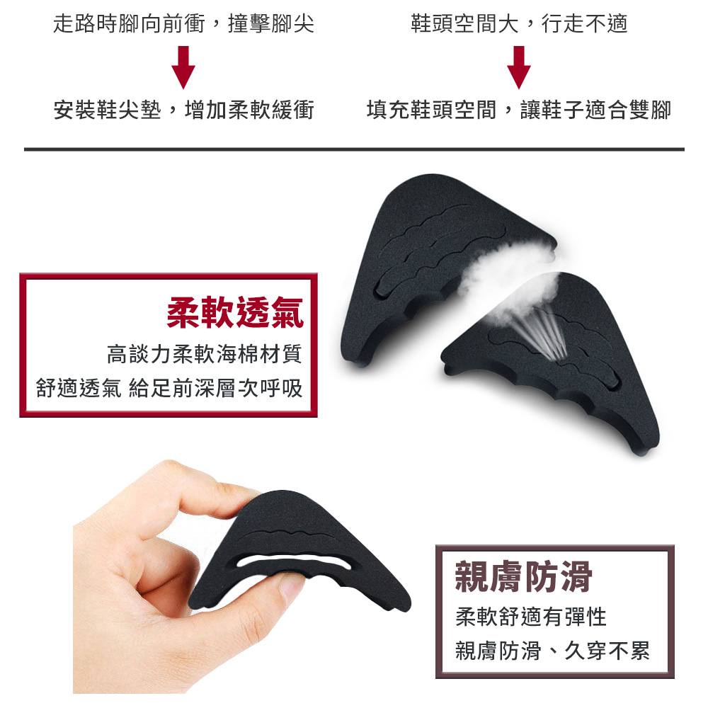 護腳防痛防滑減震減壓鞋頭塞 鞋墊 泡棉彈性設計 尺碼可調整