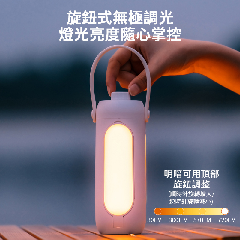 三合一照明手電筒露營燈 三色燈光 10000mAh usb充電 IP54防水