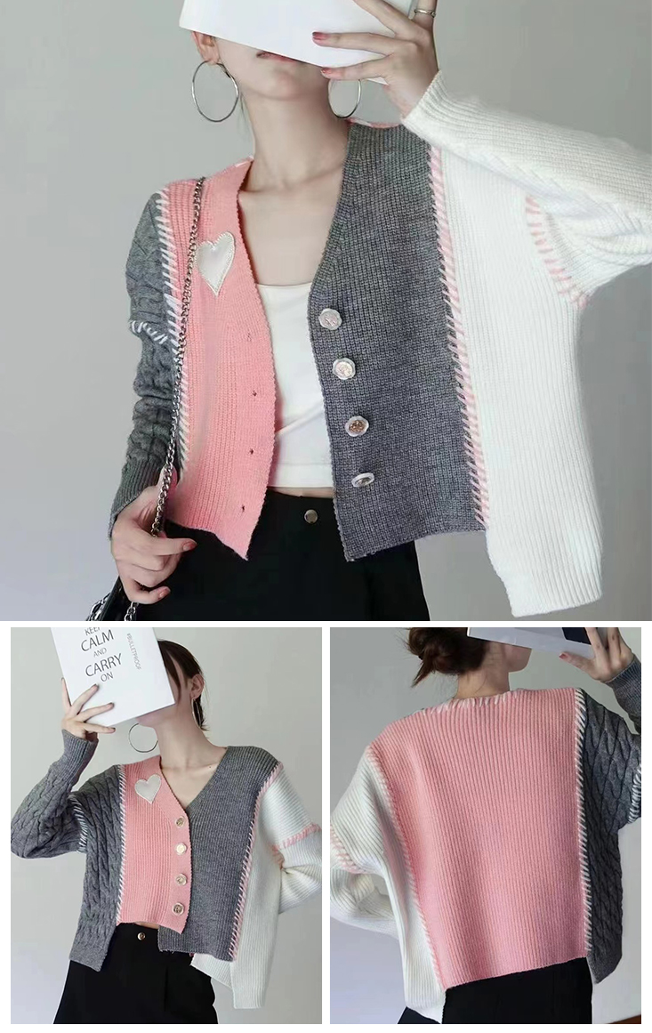 韓版不規則愛心設計感毛衣