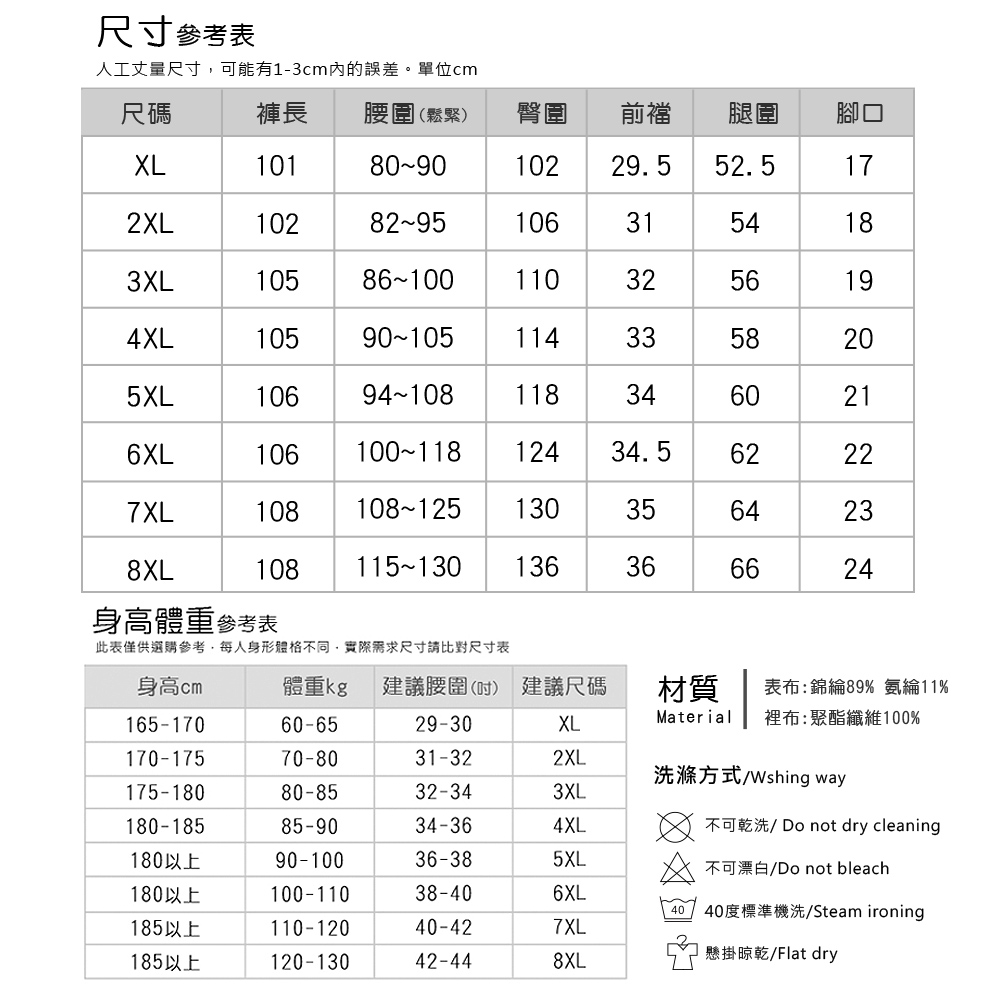 抗刮耐磨防潑水彈力商務西裝褲 XL-8XL 3色任選