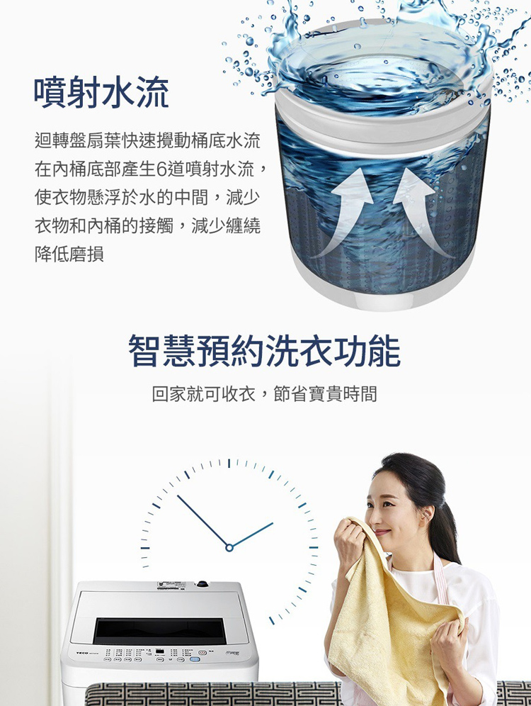【TECO東元家電】7kg FUZZY人工智慧定頻直立式洗衣機 W0758FW