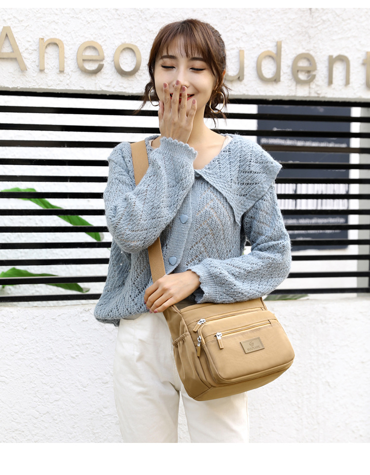 日系大容量輕量防潑水多格層耐磨水餃包 斜背包 肩背包 旅行包 6色可選