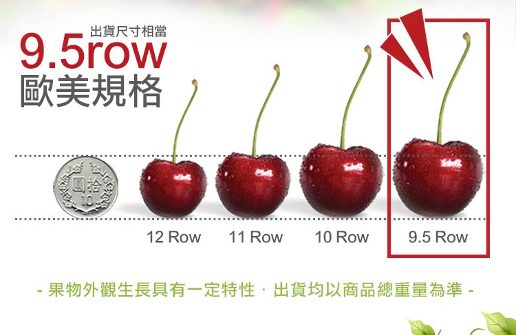 【享吃鮮果】美國9.5ROW華盛頓櫻桃1kg 盒裝櫻桃 進口櫻桃