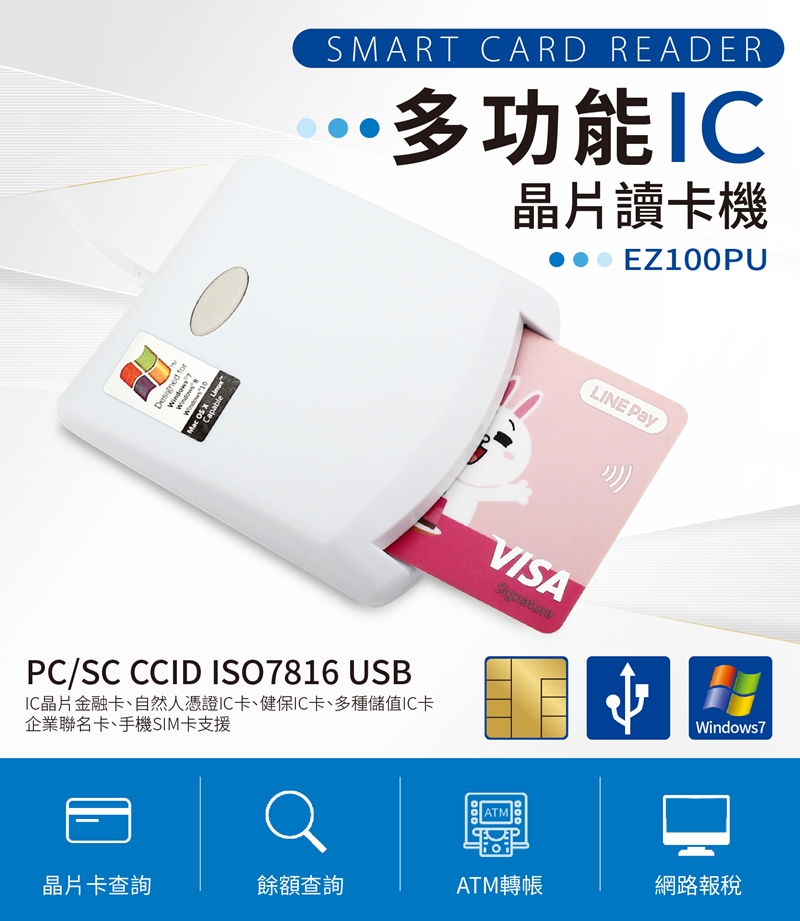 多功能ATM晶片讀卡機EZ100PU(最多銀行指定)