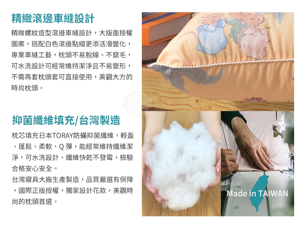 【PETER RABBIT】比得兔V&A博物館聯名抗菌枕 可水洗 台灣製造 枕頭