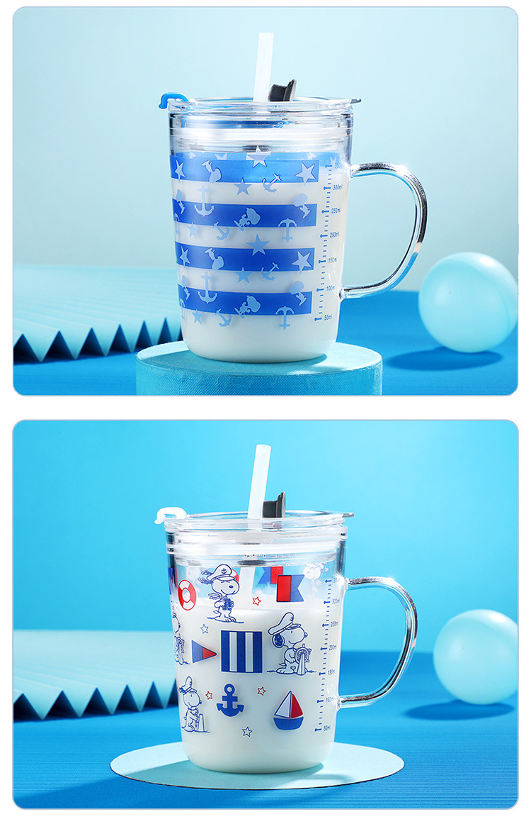 【優貝選】史努比SNOOPY 多用途刻度牛奶杯/玻璃杯(350ML)