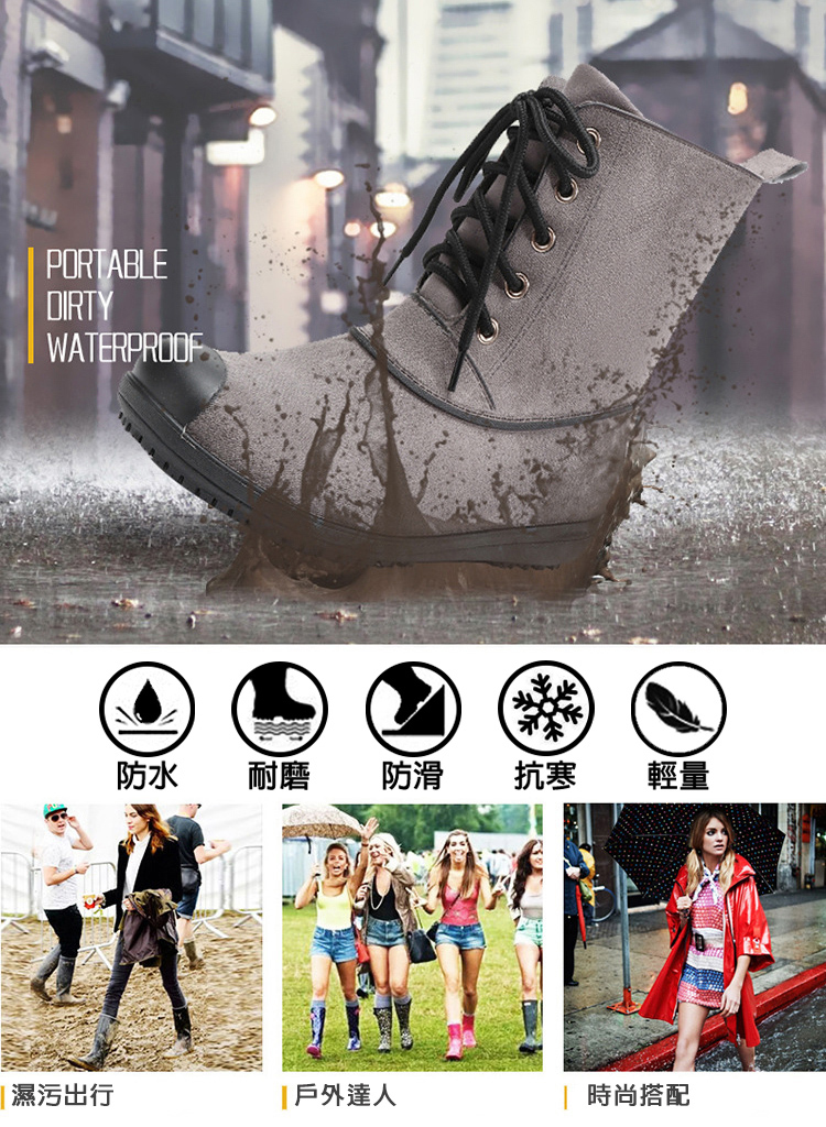 輕量防水防滑抗污短雨靴