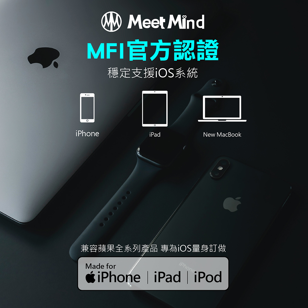 【MeetMind】 APPLE Lightning MFi PET編織傳輸充電