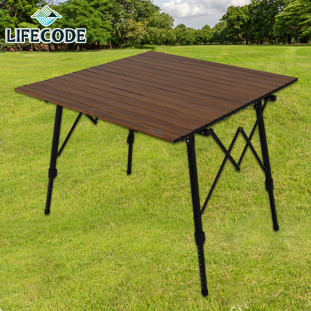 【LIFECODE】娛樂王方型鋁合蛋捲桌/折疊桌90x90cm(2色可選)
