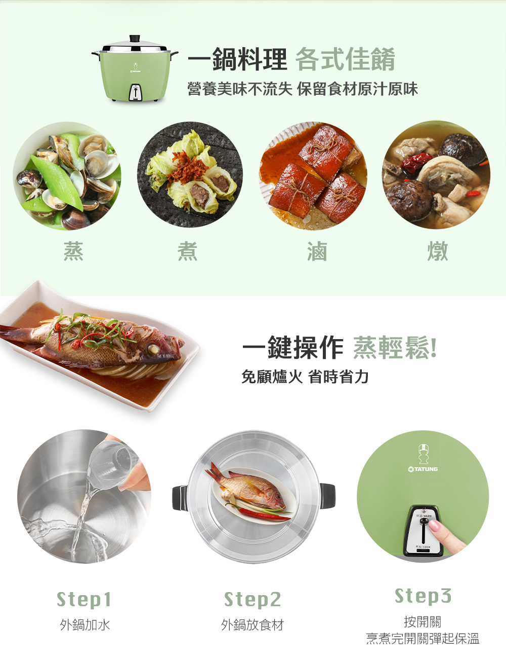 【TATUNG 大同】20人份經典綠電鍋-大同寶寶剪影款 TAC-20L-DGU