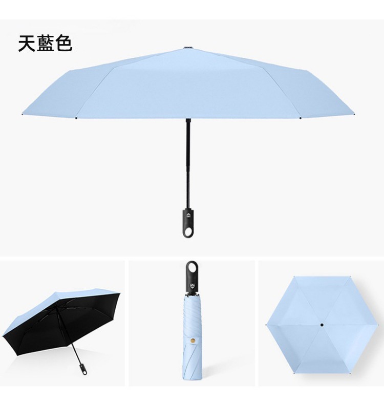 防曬抗UV指環扣輕量黑膠自動晴雨傘 自動傘 雨傘 陽傘 兩用傘