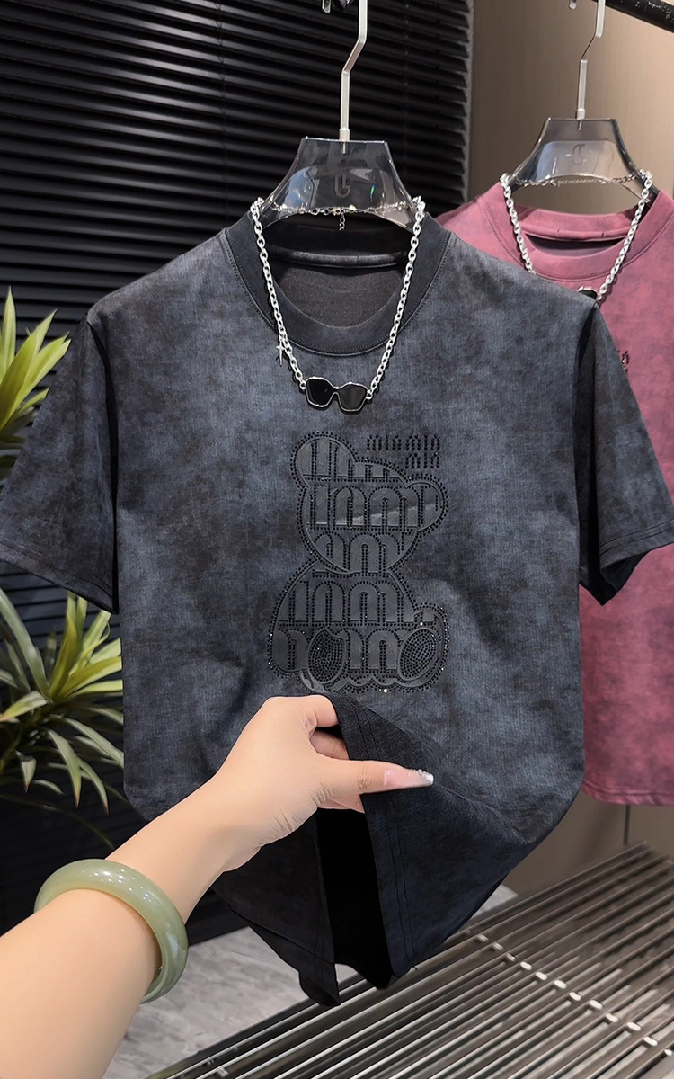 新款男士短袖圓領小熊印花T恤