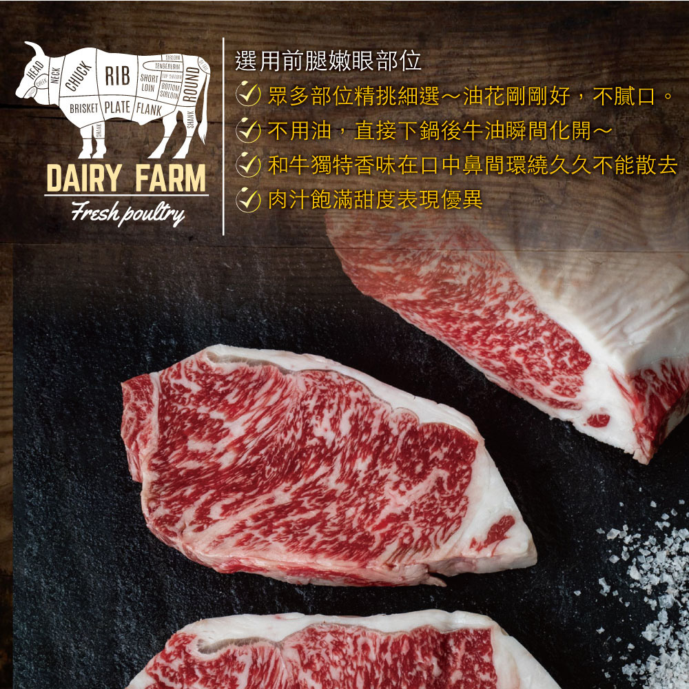 【約克街肉舖】澳洲金牌極黑和牛排 (200g±10%/片)