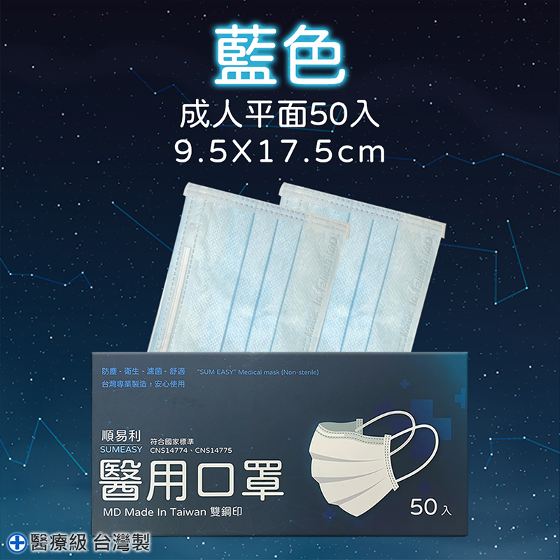 【順易利&提姆】平面醫用口罩 成人/兒童 (50片/盒)