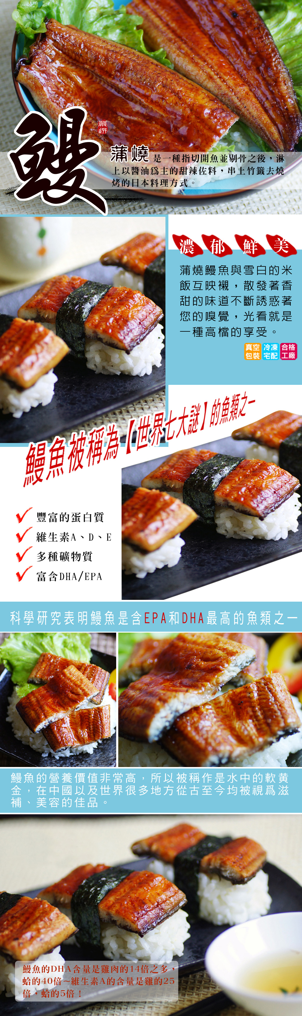       【海之醇】頂級蒲燒鰻魚-6片組(110g±10%-醬汁5%/片)