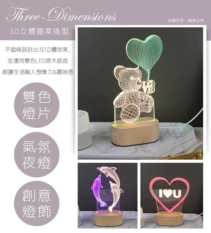      【aibo】創意夢幻 USB原木相框LED小夜燈