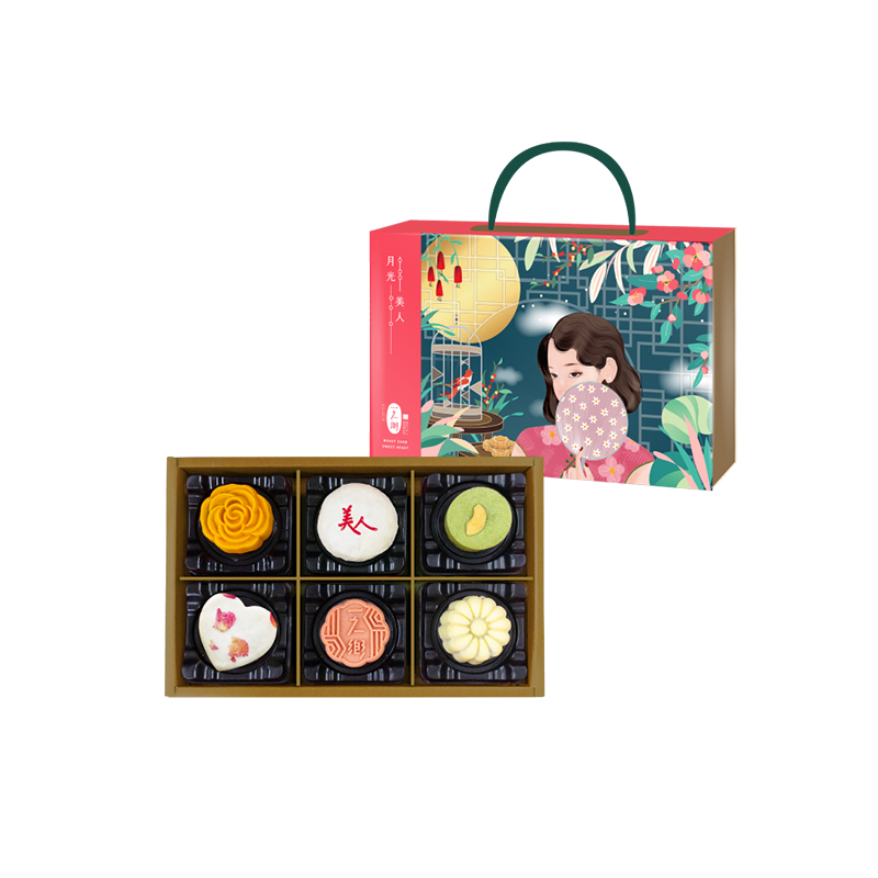 【一之鄉】美人月光禮盒(6入/盒) 綜合精緻造型月餅禮盒