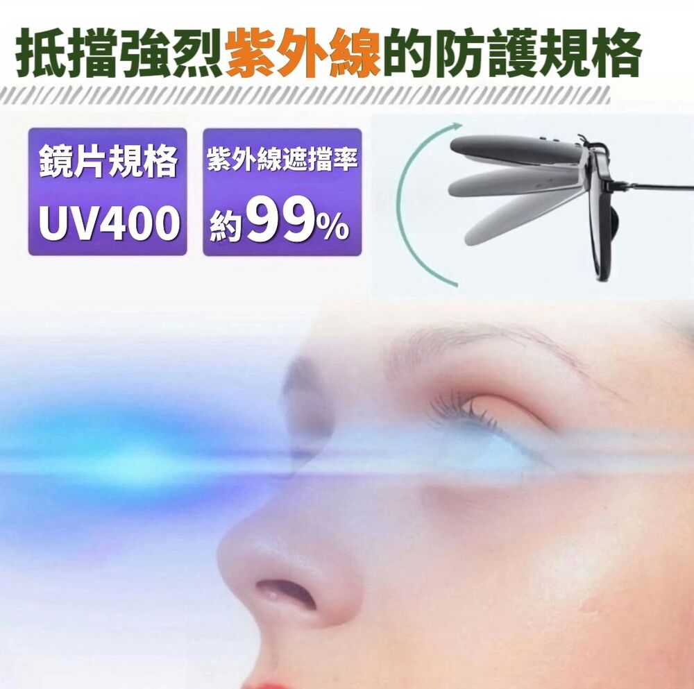 抗UV輕便式抗炫光可上掀偏光夾式太陽眼鏡 