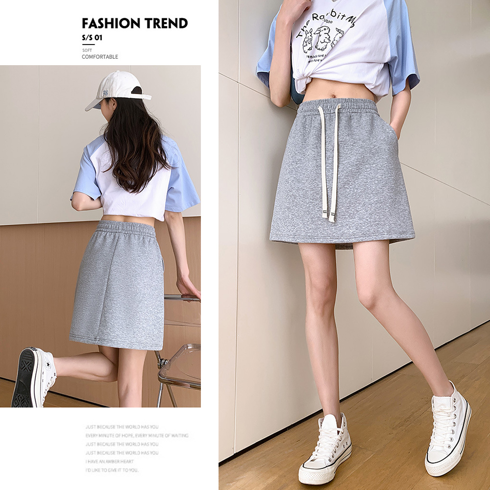 M-XL日韓氣質舒棉顯瘦休閒百搭棉裙 長裙 短裙 2款任選