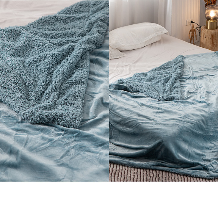 抗靜電加厚雙層法蘭絨x羊羔絨毯被