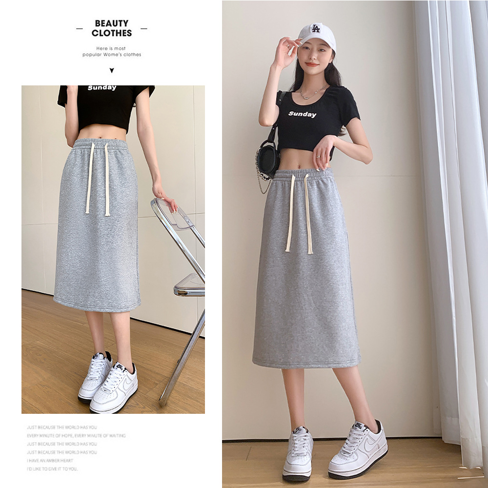 M-XL日韓氣質舒棉顯瘦休閒百搭棉裙 長裙 短裙 2款任選