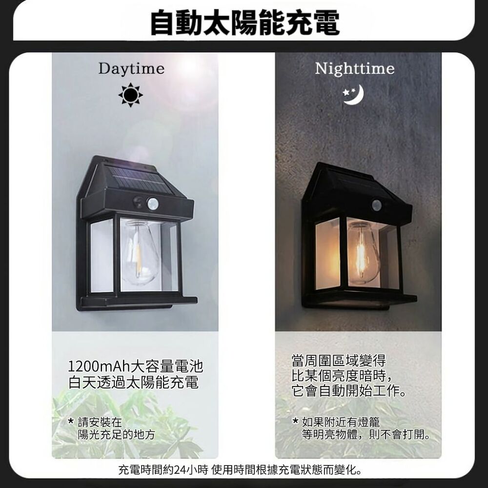 復古太陽能感應戶外防雨壁燈 庭院燈 照明燈 感應路燈