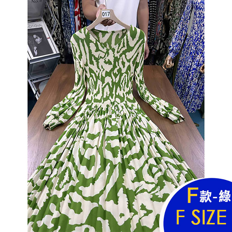 韓國新款長袖三宅風壓褶洋裝 多款任選 