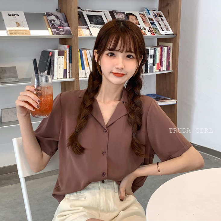 11色絕美版型西裝領寬鬆短袖襯衫 多色任選 修身百搭