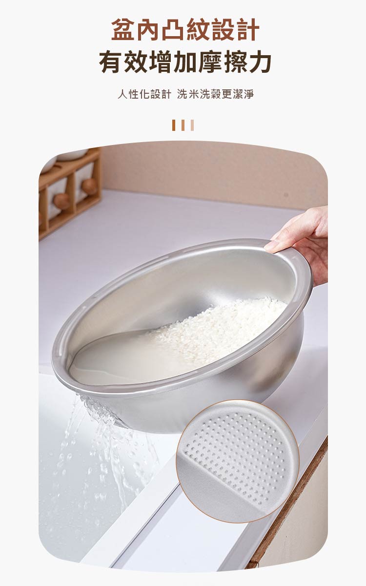 多功能304不鏽鋼洗米神器斜底瀝水盆