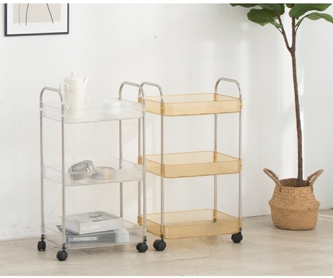 【IDEA】歐系透明三層收納推車.置物車 2色任選