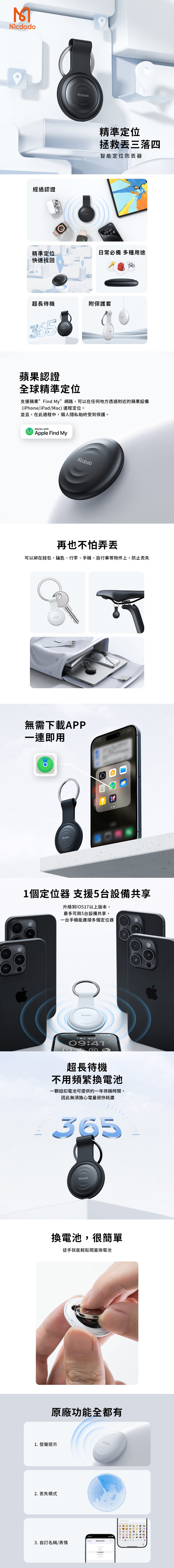 【Mcdodo】SmartTag智能定位防丟器(附保護套) AT-720 追蹤器